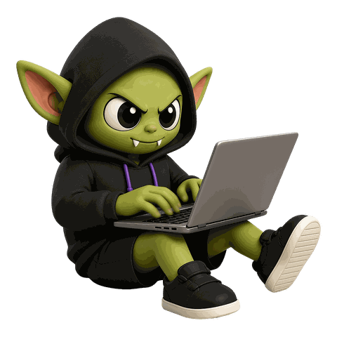 Gobli hunched over a laptop, working through a seed phrase