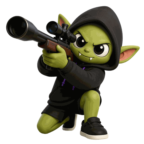 Gobli taking aim down a sniper rifle